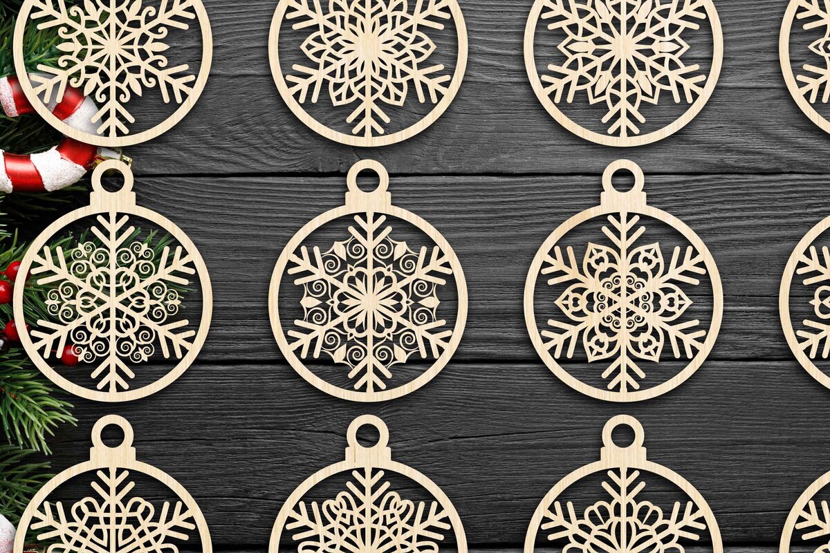 Σετ των 3 Intra απο ξύλο plywood 3mm-4mm πάχος Cut  Christmas Ball 19 Δίασταση 8x8 cm INTRAFABR-79430651