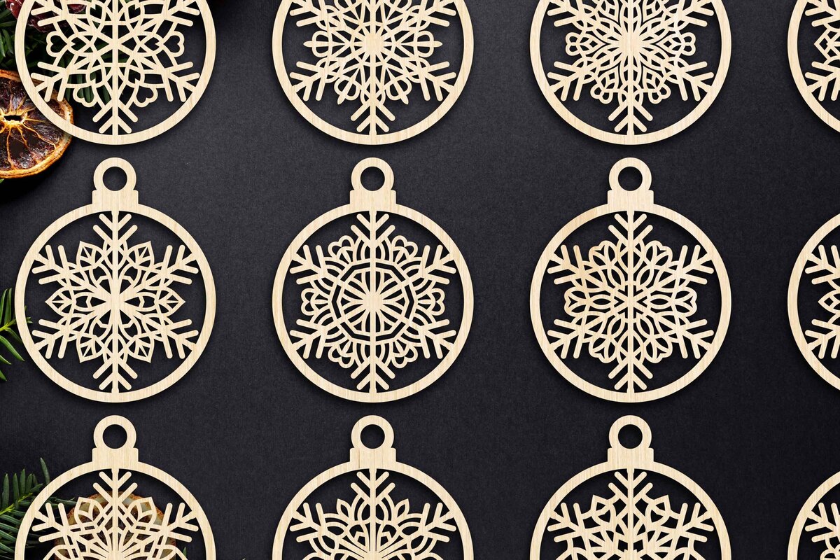 Σετ των 3 Intra απο ξύλο plywood 3mm-4mm πάχος Cut  Christmas Ball 21 Δίασταση 8x8 cm INTRAFABR-79430658