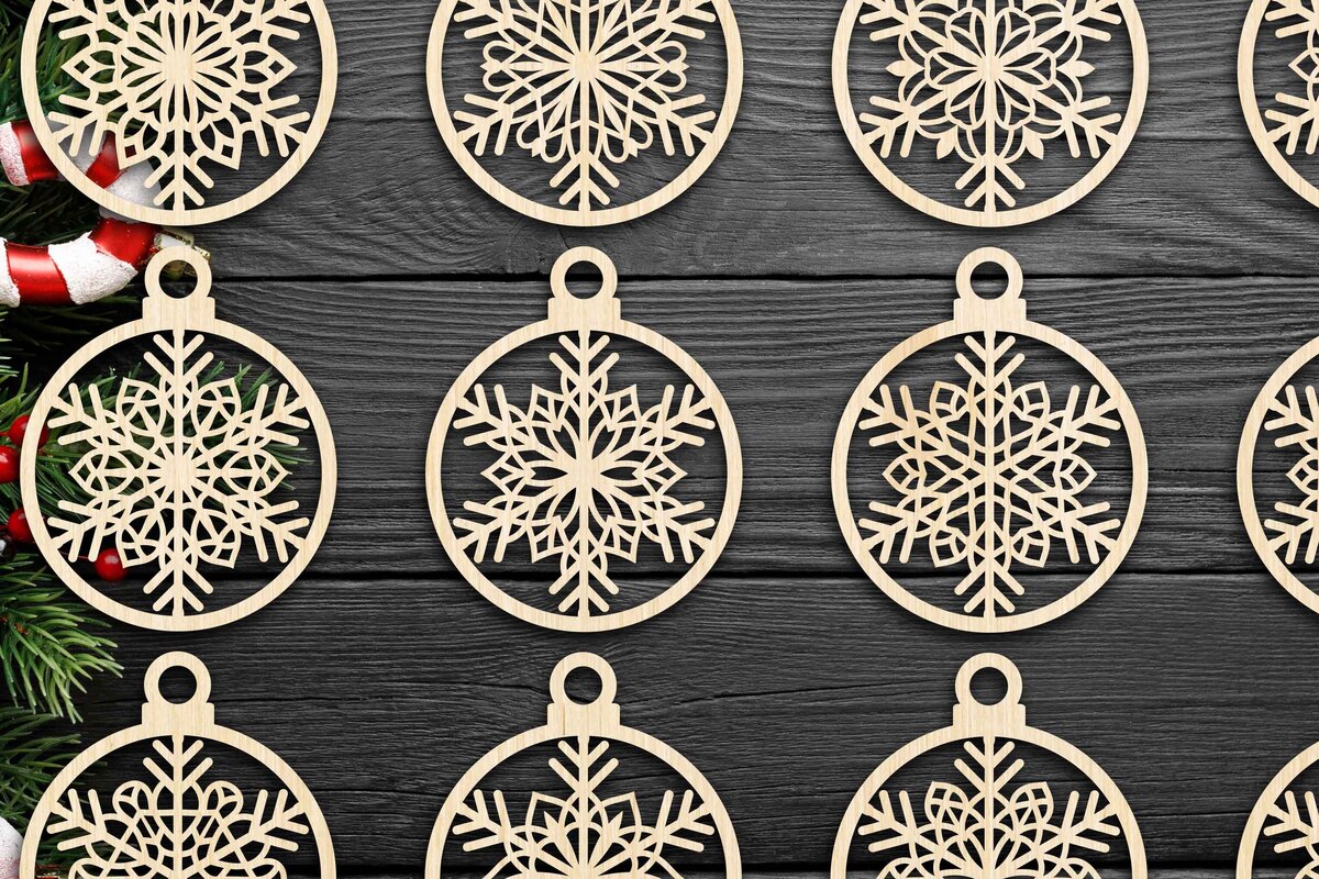 Σετ των 3 Intra απο ξύλο plywood 3mm-4mm πάχος Cut  Christmas Ball 22 Δίασταση 8x8 cm INTRAFABR-79431084