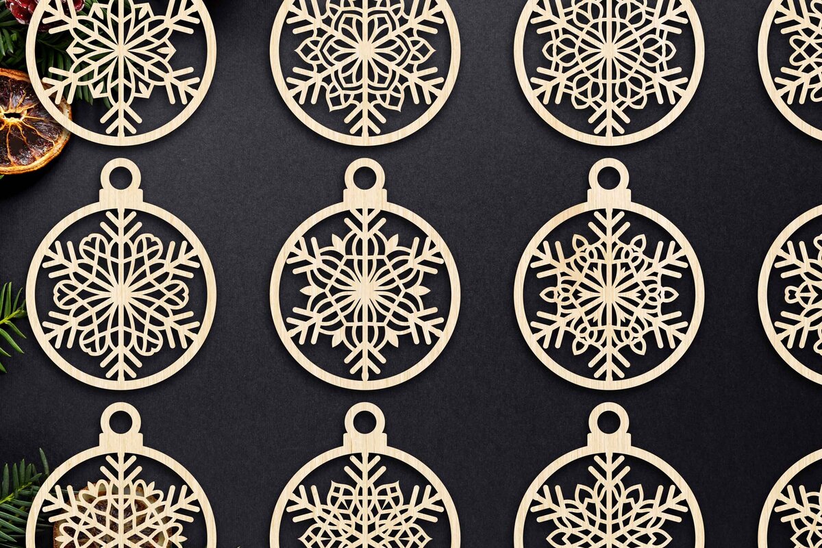 Σετ των 3 Intra απο ξύλο plywood 3mm-4mm πάχος Cut  Christmas Ball 23 Δίασταση 8x8 cm INTRAFABR-79437762