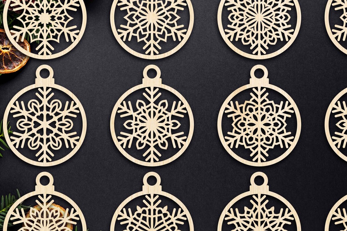 Σετ των 3 Intra απο ξύλο plywood 3mm-4mm πάχος Cut  Christmas Ball 24 Δίασταση 8x8 cm INTRAFABR-79437756