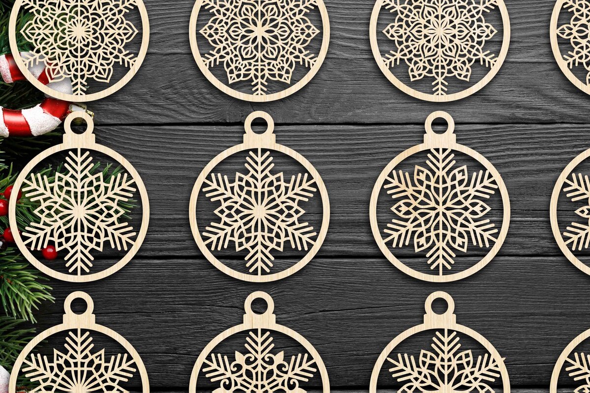 Σετ των 3 Intra απο ξύλο plywood 3mm-4mm πάχος Cut  Christmas Ball 25 Δίασταση 8x8 cm INTRAFABR-79437745