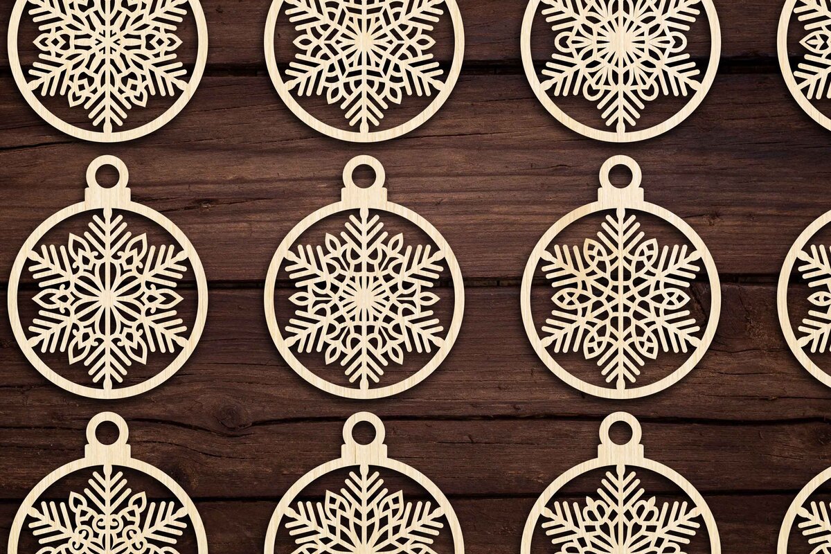 Σετ των 3 Intra απο ξύλο plywood 3mm-4mm πάχος Cut  Christmas Ball 27 Δίασταση 8x8 cm INTRAFABR-79437720