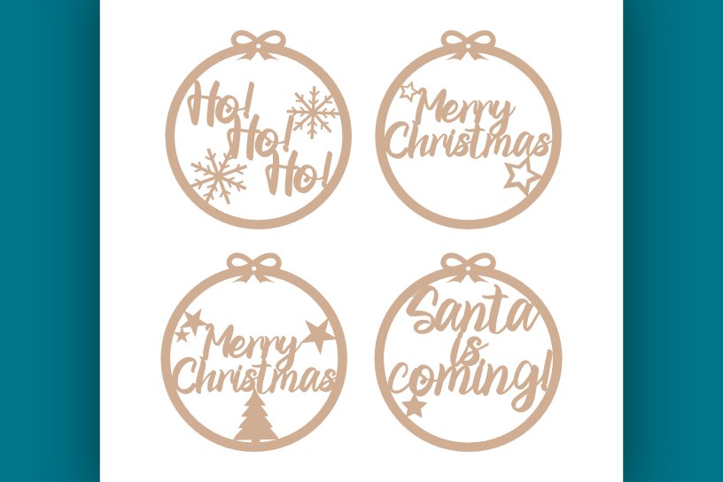 Σετ των 2 Intra απο ξύλο plywood 3mm-4mm πάχος Χριστουγεννιάτικη Μπάλα - Δίασταση 15x15 cm INTRAFABR-21363246