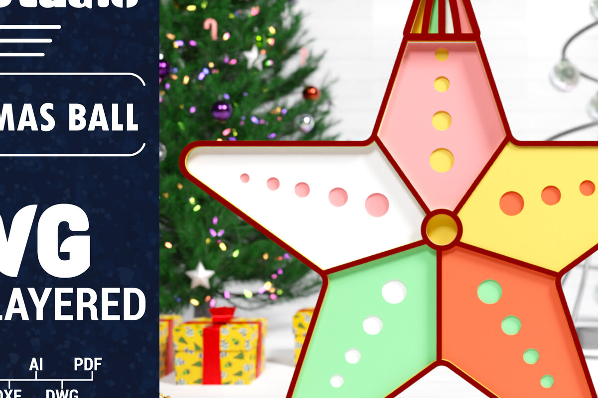 Σετ των 2 Intra απο ξύλο plywood 3mm-4mm πάχος Χριστουγεννιάτικη Μπάλα πολλαπλών στρώσεων PaperCut Δίασταση 1500x1500 cm INTRAFABR-75758663