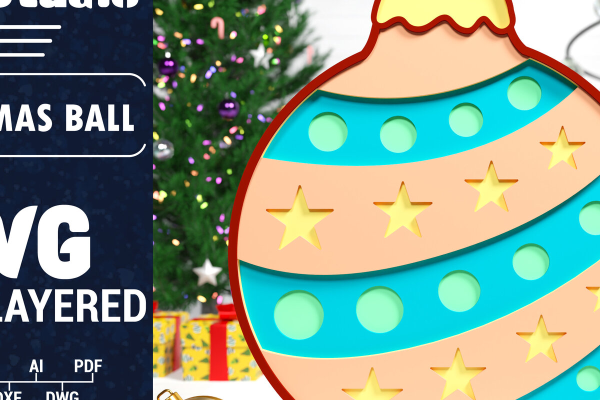 Σετ των 3 Intra απο ξύλο plywood 3mm-4mm πάχος Χριστουγεννιάτικη Μπάλα πολλαπλών στρώσεων PaperCut Δίασταση 1500x1500 cm INTRAFABR-75930839