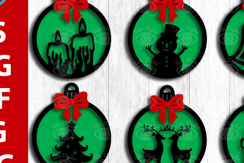 Σετ των 3 Intra απο ξύλο plywood 3mm-4mm πάχος Σχέδιο στολίδι Χριστουγεννιάτικη μπάλα Δίασταση 3x3 cm INTRAFABR-48039927