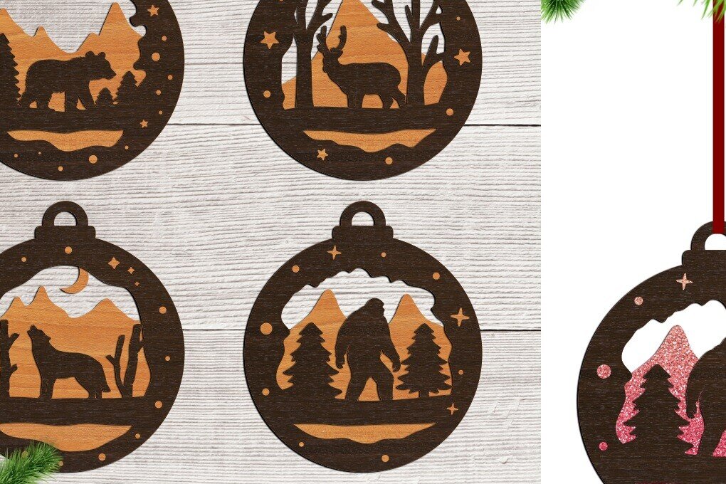 Σετ των 3 Intra απο ξύλο plywood 3mm-4mm πάχος Χριστουγεννιάτικα στολίδια μπάλας - Δίασταση 3x3 cm INTRAFABR-78618412