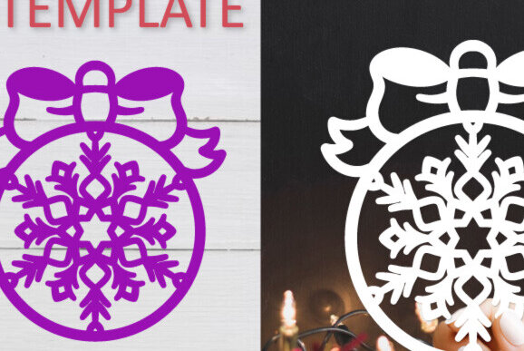 Σετ των 3 Intra απο ξύλο plywood 3mm-4mm πάχος Χριστουγεννιάτικη Μπάλα με Χιονονιφάδα Χαρτί κοπή Δίασταση 4x4 cm INTRAFABR-109937385