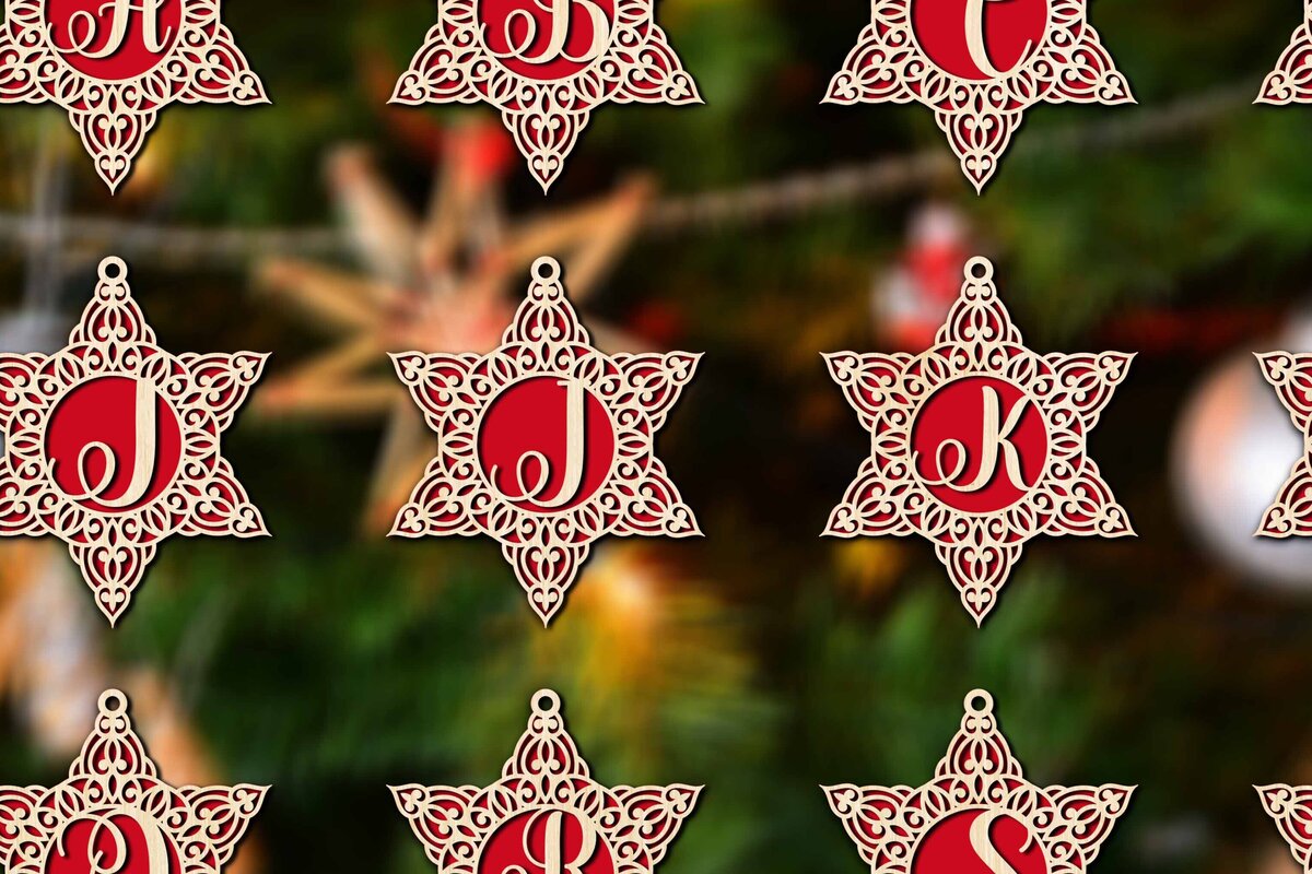 Σετ των 3 Intra απο ξύλο plywood 3mm-4mm πάχος Χριστουγεννιάτικες μπάλες διακοσμήσεις Alphabe Δίασταση 4x4 cm INTRAFABR-78496002