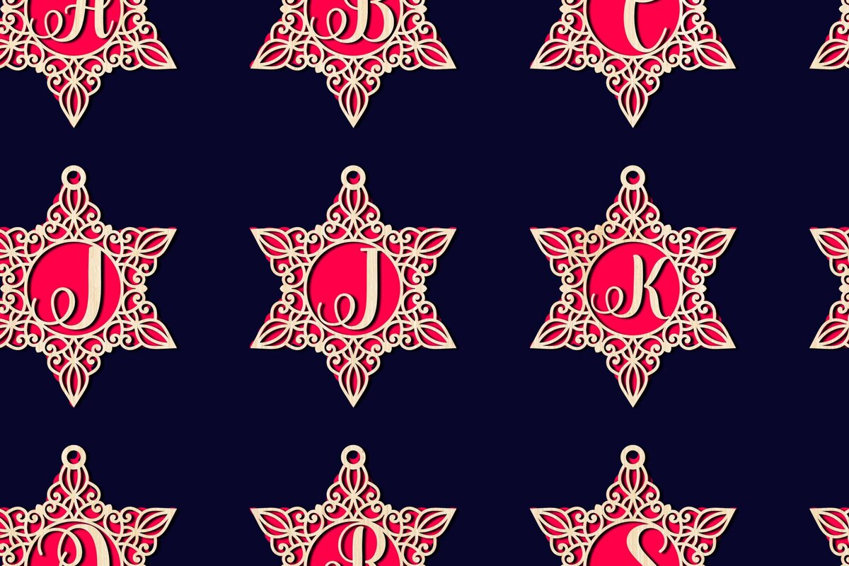 Σετ των 3 Intra απο ξύλο plywood 3mm-4mm πάχος Χριστουγεννιάτικες μπάλες διακοσμήσεις Alphabe Δίασταση 4x4 cm INTRAFABR-78496040