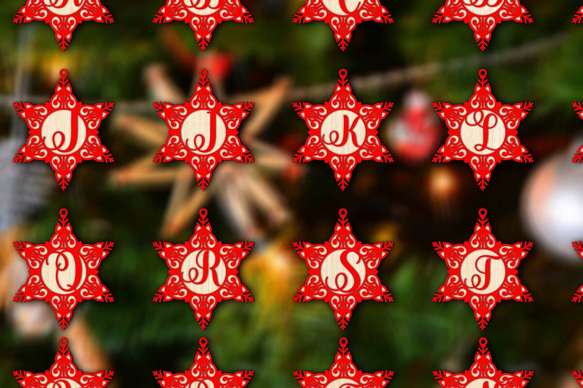 Σετ των 3 Intra απο ξύλο plywood 3mm-4mm πάχος Χριστουγεννιάτικες μπάλες διακοσμήσεις Alphabe Δίασταση 4x4 cm INTRAFABR-78494163