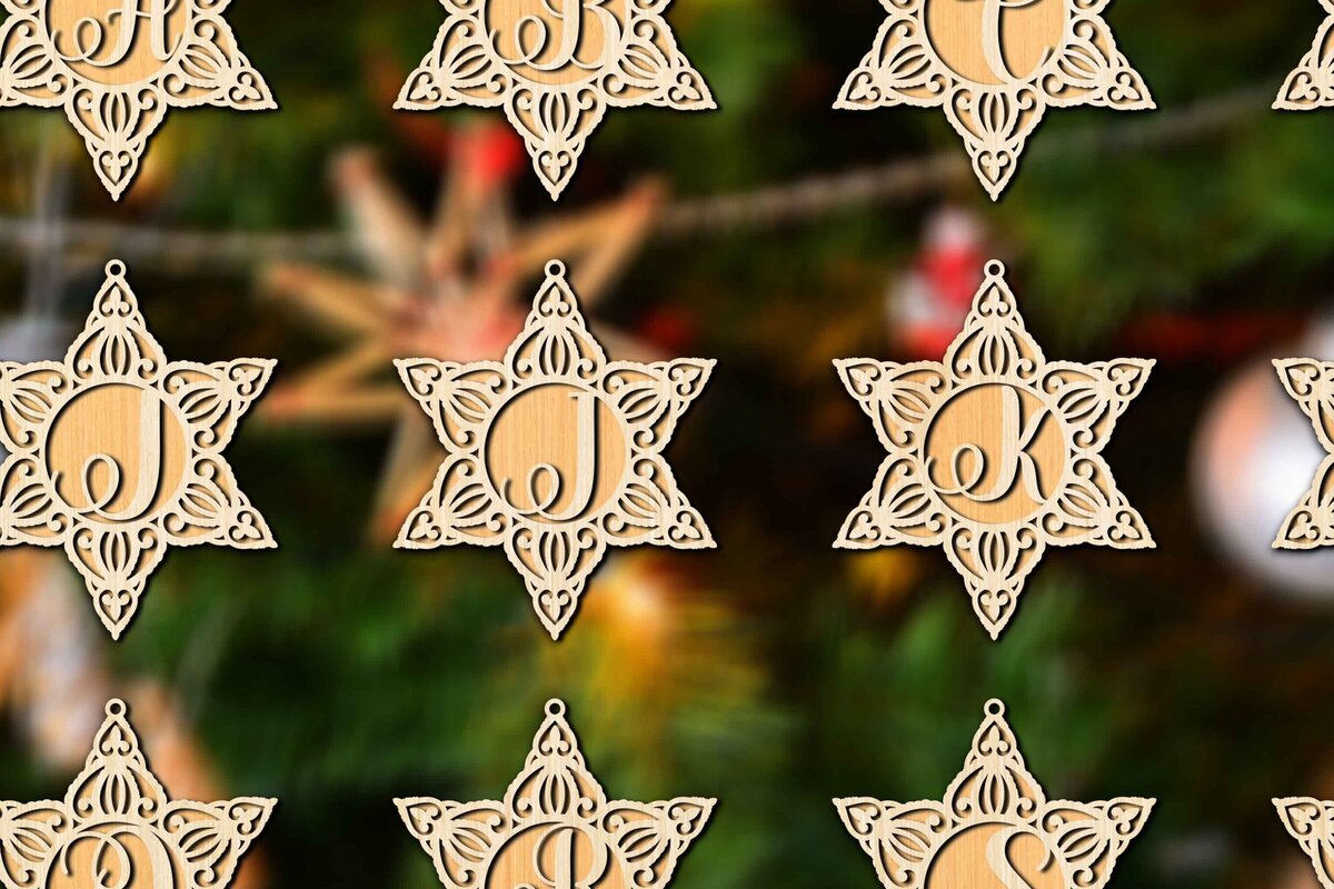 Σετ των 3 Intra απο ξύλο plywood 3mm-4mm πάχος Χριστουγεννιάτικες μπάλες διακοσμήσεις Alphabe Δίασταση 4x4 cm INTRAFABR-78495960