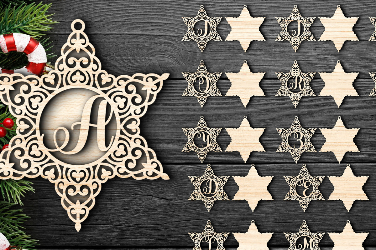 Σετ των 3 Intra απο ξύλο plywood 3mm-4mm πάχος Χριστουγεννιάτικες μπάλες διακοσμήσεις Alphabe Δίασταση 4x4 cm INTRAFABR-78495965