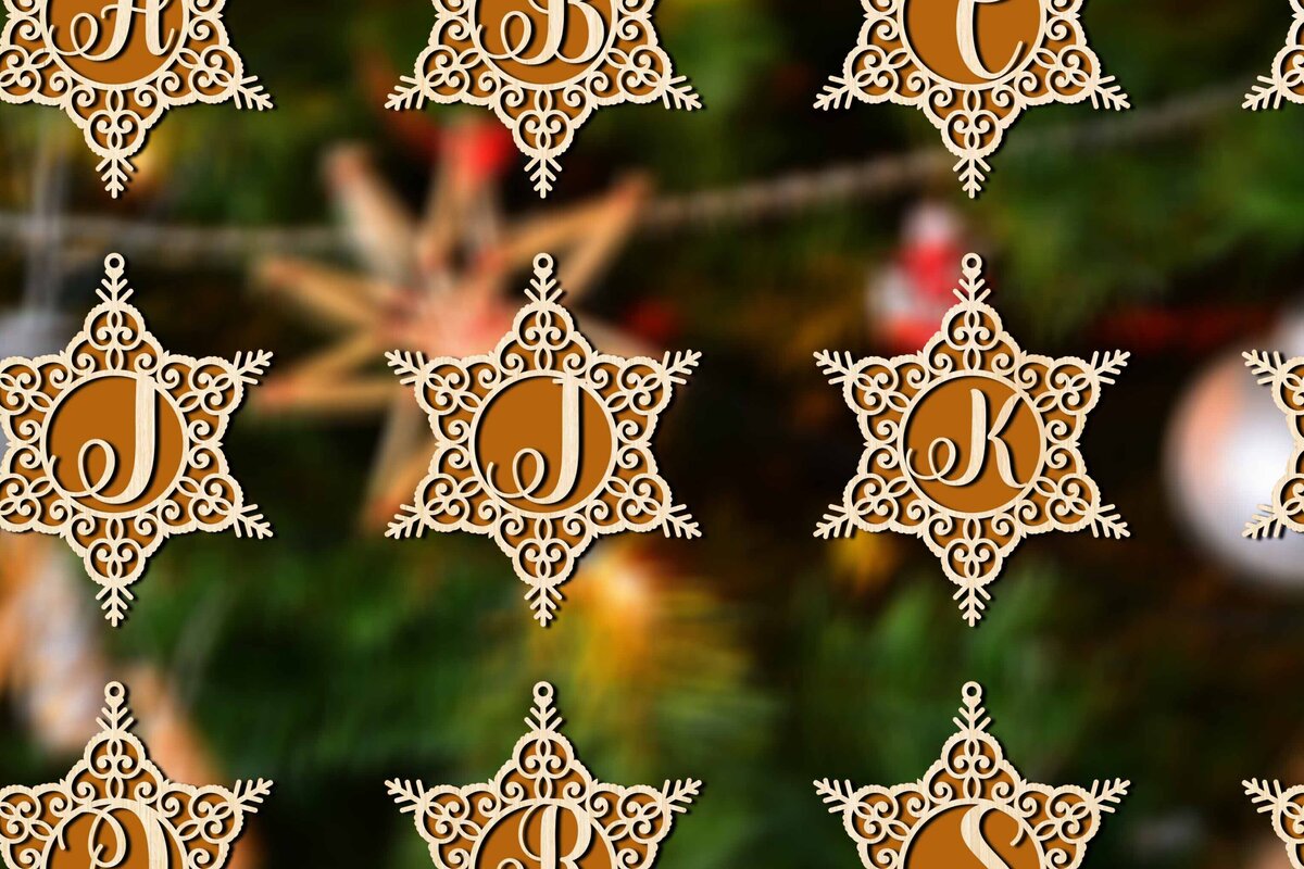 Σετ των 3 Intra απο ξύλο plywood 3mm-4mm πάχος Χριστουγεννιάτικες μπάλες διακοσμήσεις Alphabe Δίασταση 4x4 cm INTRAFABR-78494158