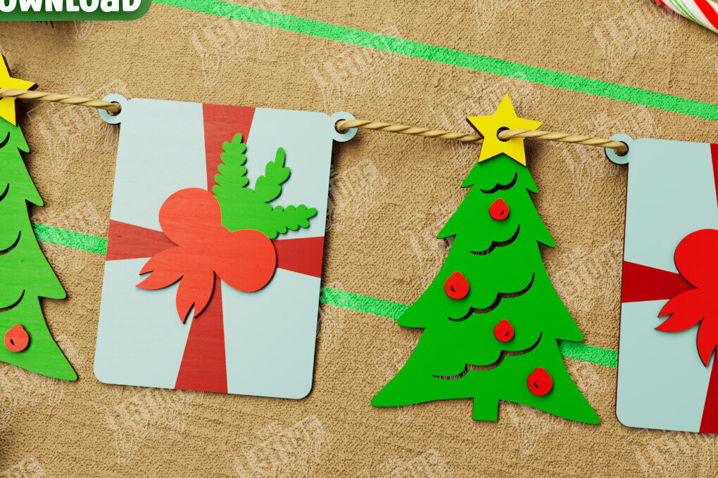 Intra απο ξύλο plywood 3mm-4mm πάχος Χριστουγεννιάτικο Banner | Χριστουγεννιάτικη γιρλάντα Δίασταση 15x15 cm INTRAFABR-108904023