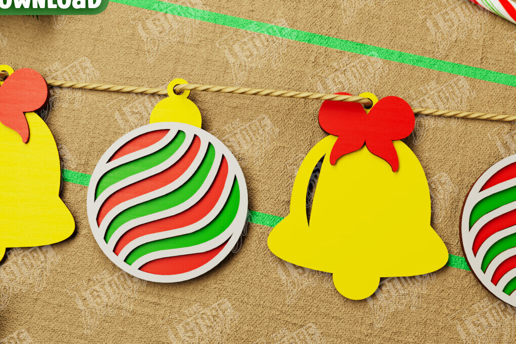 Σετ των 3 Intra απο ξύλο plywood 3mm-4mm πάχος Χριστουγεννιάτικο Banner | Χριστουγεννιάτικη γιρλάντα Δίασταση 15x15 cm INTRAFABR-108903997