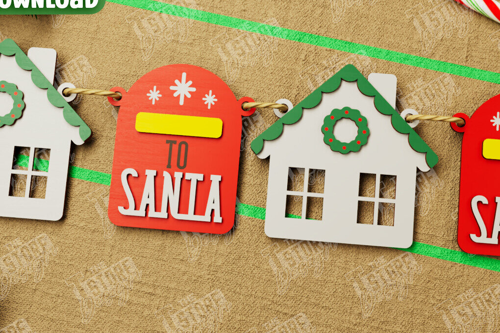 Σετ των 2 Intra απο ξύλο plywood 3mm-4mm πάχος Χριστουγεννιάτικο Banner | Χριστουγεννιάτικη γιρλάντα Δίασταση 15x15 cm INTRAFABR-108904004