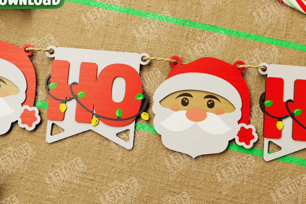 Σετ των 2 Intra απο ξύλο plywood 3mm-4mm πάχος Χριστουγεννιάτικο Banner | Χριστουγεννιάτικη γιρλάντα Δίασταση 15x15 cm INTRAFABR-108904019