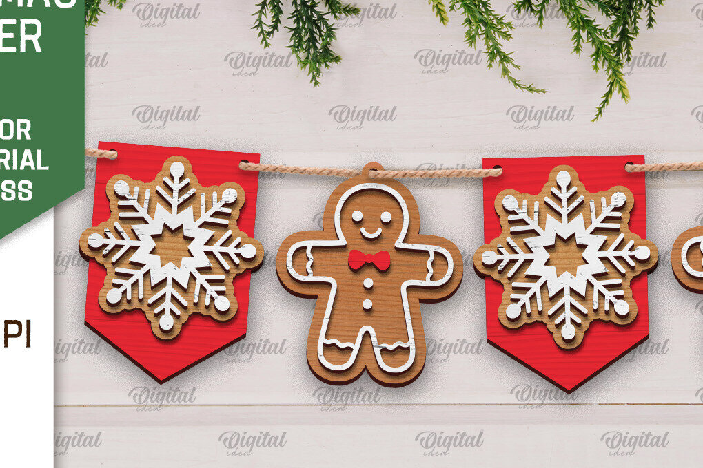 Σετ των 3 Intra απο ξύλο plywood 3mm-4mm πάχος Σχέδιο κοπής με λέιζερ Χριστουγεννιάτικο πανό Δίασταση 15x15 cm INTRAFABR-105198118