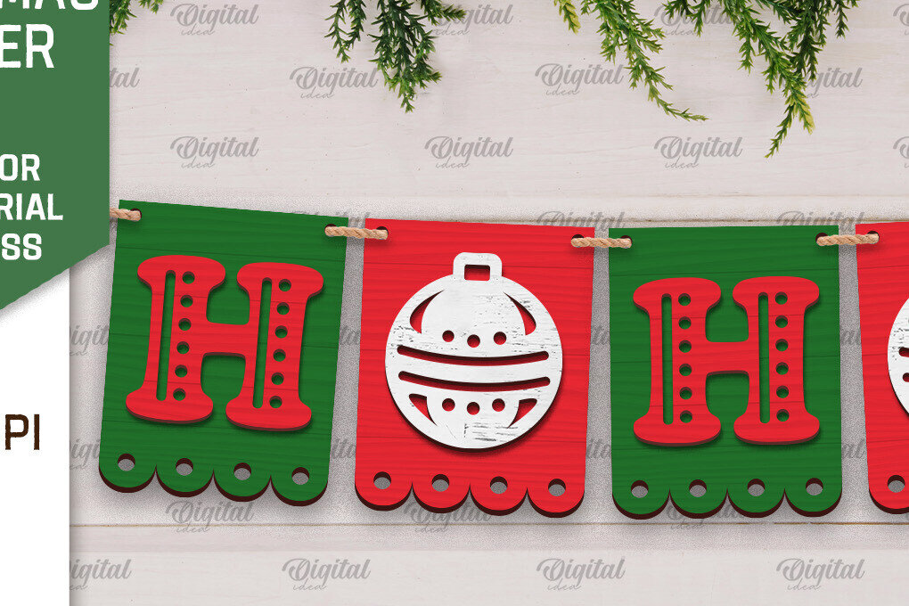 Σετ των 2 Intra απο ξύλο plywood 3mm-4mm πάχος Σχέδιο κοπής με λέιζερ Χριστουγεννιάτικο πανό Δίασταση 15x15 cm INTRAFABR-105198153