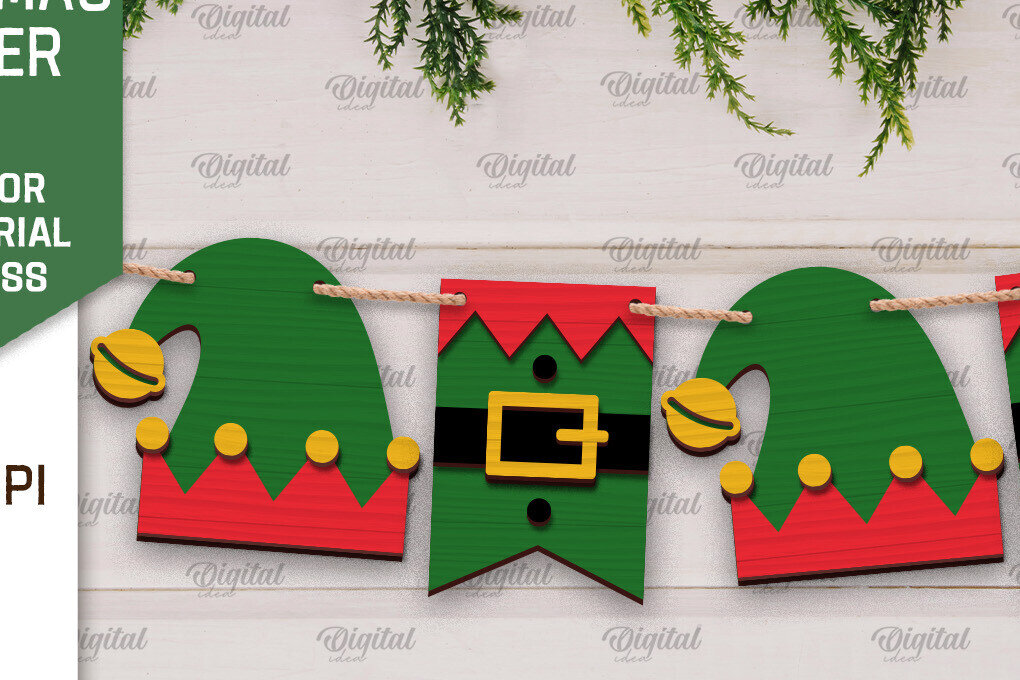 Σετ των 2 Intra απο ξύλο plywood 3mm-4mm πάχος Σχέδιο κοπής με λέιζερ Χριστουγεννιάτικο πανό Δίασταση 15x15 cm INTRAFABR-105198186