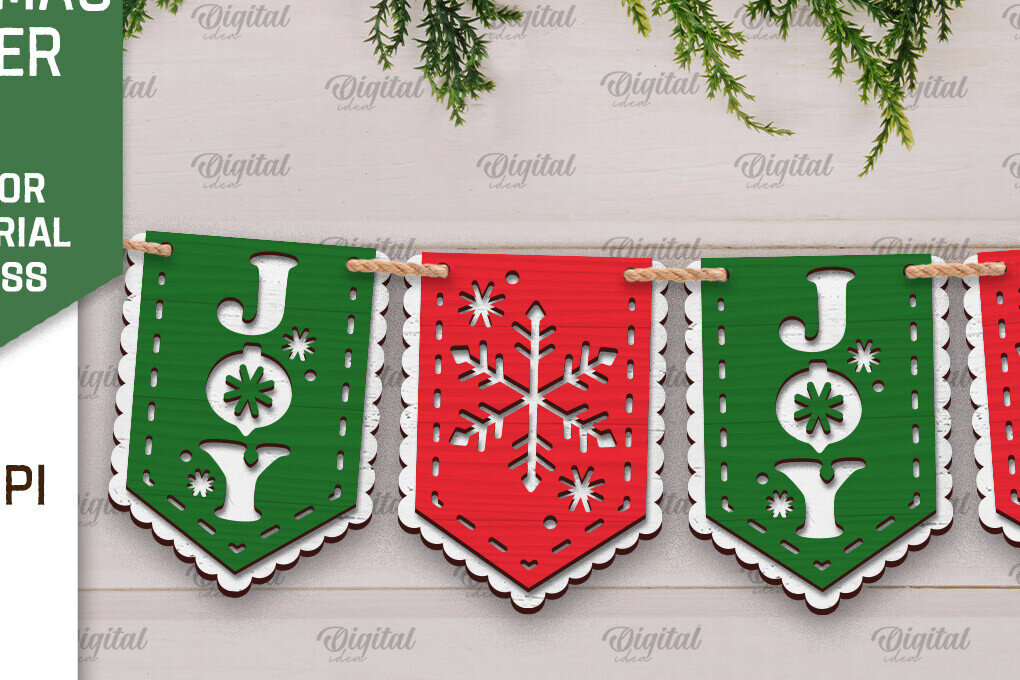 Σετ των 2 Intra απο ξύλο plywood 3mm-4mm πάχος Σχέδιο κοπής με λέιζερ Χριστουγεννιάτικο πανό Δίασταση 15x15 cm INTRAFABR-105198516