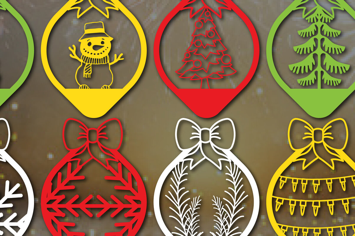 Σετ των 2 Intra απο ξύλο plywood 3mm-4mm πάχος Χριστουγεννιάτικα μπιχλιμπίδια Δίασταση 25x25 cm INTRAFABR-52590586