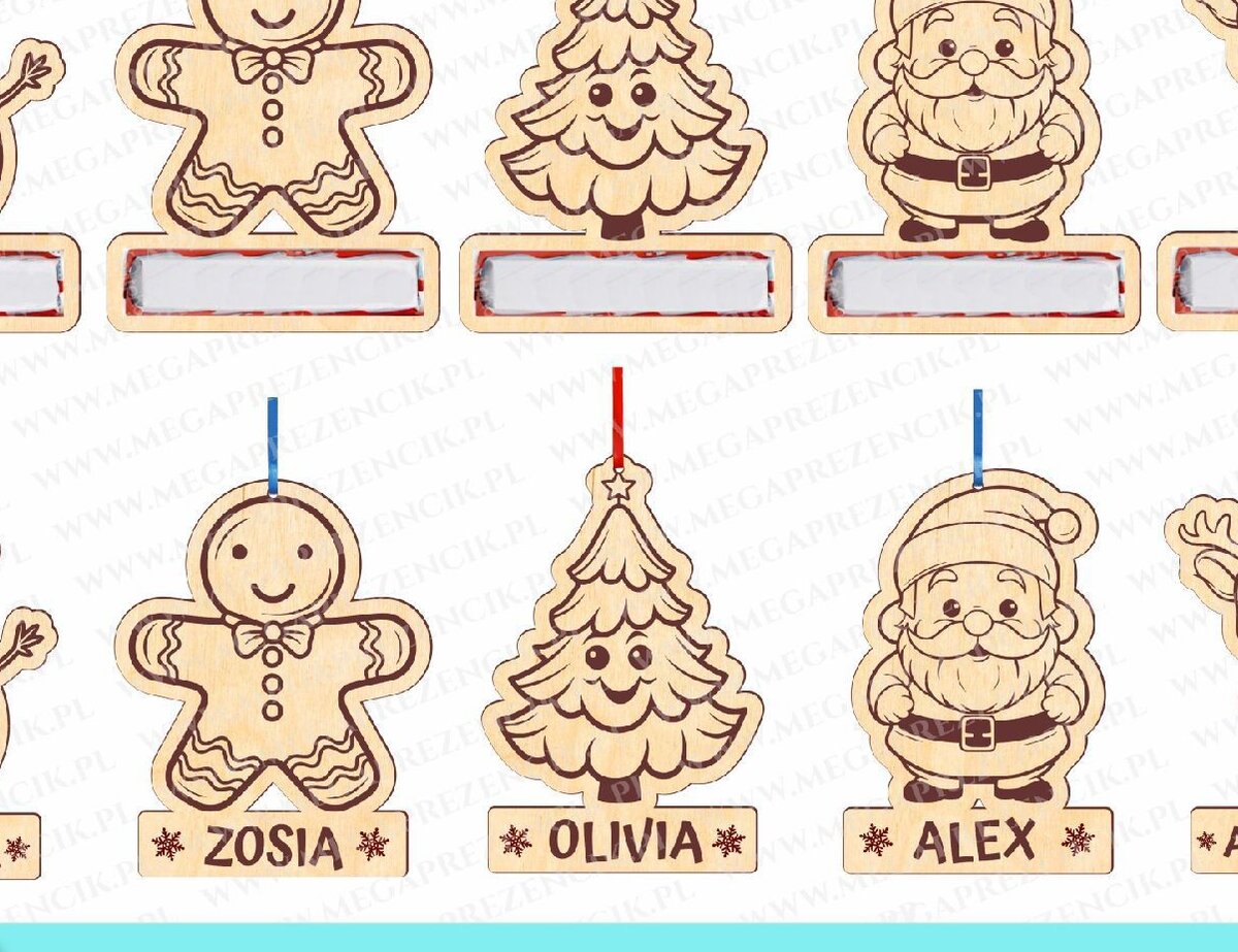 Σετ των 3 Intra απο ξύλο plywood 3mm-4mm πάχος Χριστουγεννιάτικα Μπιχλιμπίδια Προσωποποιημένα  Δίασταση 4x4 cm INTRAFABR-78281499