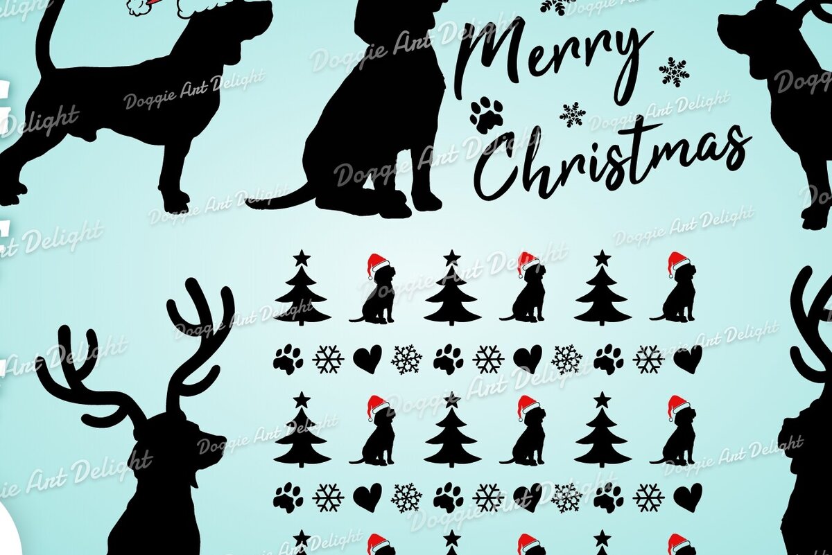 Σετ των 2 Intra απο ξύλο plywood 3mm-4mm πάχος Χριστουγεννιάτικο Beagle Dog Cut Δίασταση 15x15 cm INTRAFABR-85247445