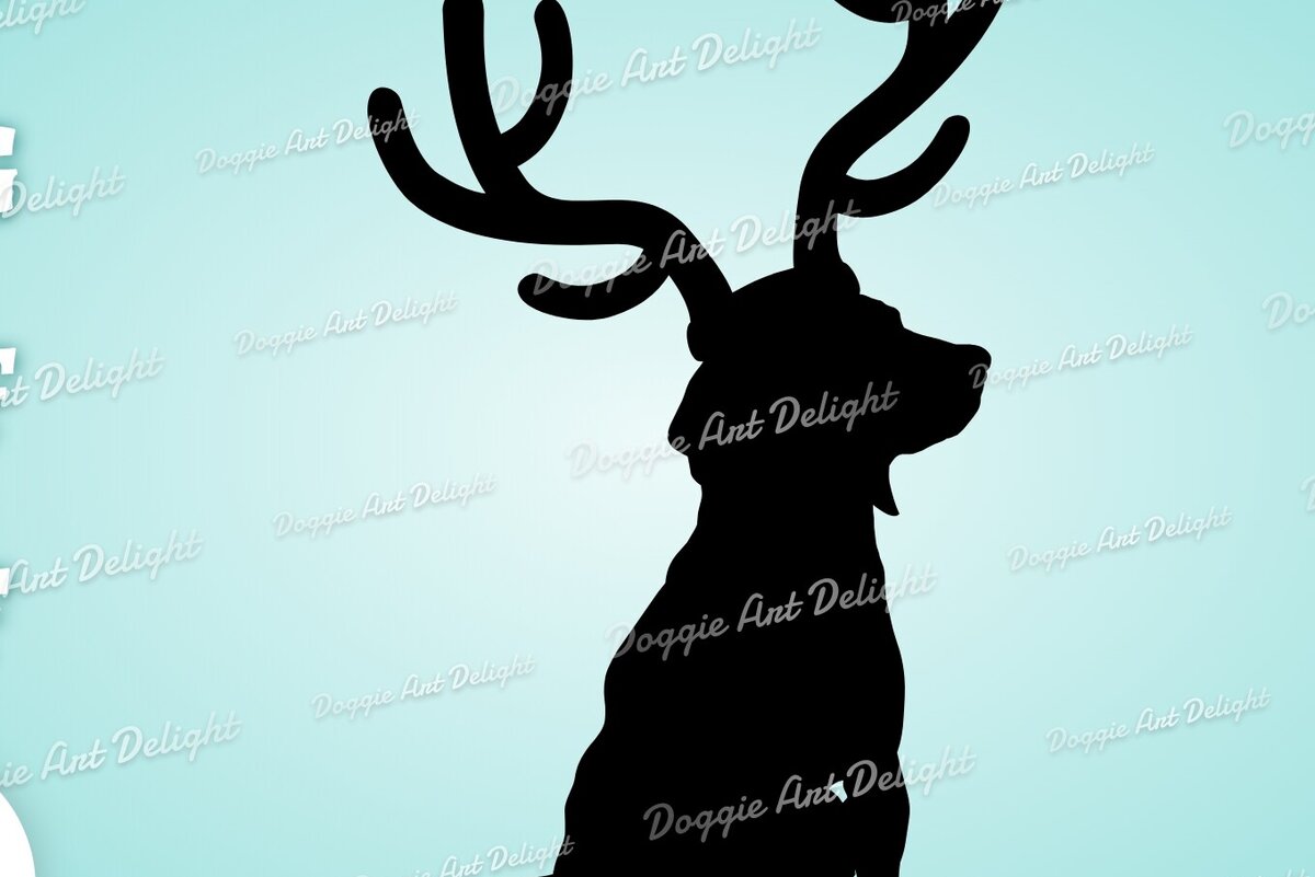 Σετ των 2 Intra απο ξύλο plywood 3mm-4mm πάχος Χριστουγεννιάτικο Beagle Dog Κέρατα ταράνδων Δίασταση 15x15 cm INTRAFABR-82728420