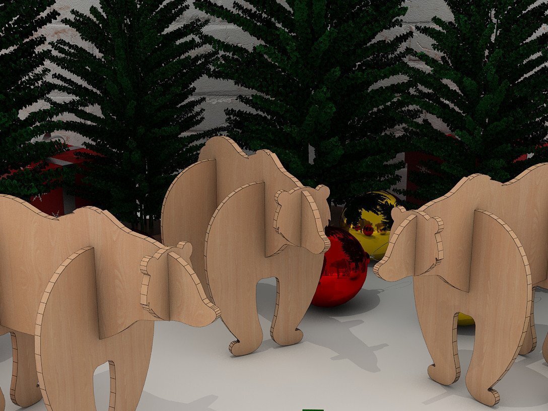 Σετ των 3 Intra απο ξύλο plywood 3mm-4mm πάχος Christmas Bear Puzzle Wood Polar Bear Δίασταση 15x15 cm INTRAFABR-40155562