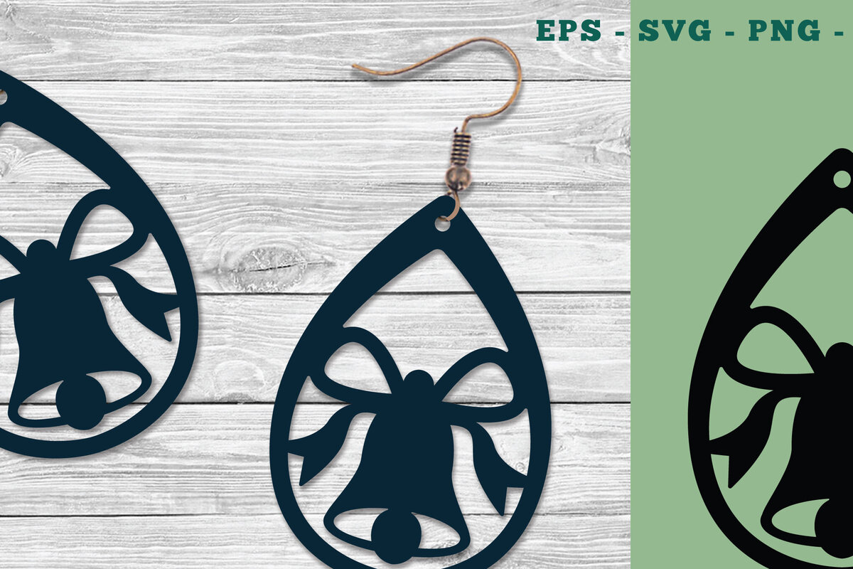 Σετ των 3 Intra απο ξύλο plywood 3mm-4mm πάχος Χριστουγεννιάτικα σκουλαρίκια καμπάνας σχέδιο Δίασταση 3x3 cm INTRAFABR-111318089