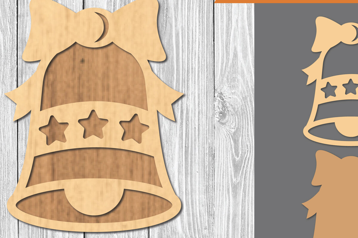 Σετ των 2 Intra απο ξύλο plywood 3mm-4mm πάχος Χριστουγεννιάτικο Bell Cut  Decoration Δίασταση 15x15 cm INTRAFABR-109510658