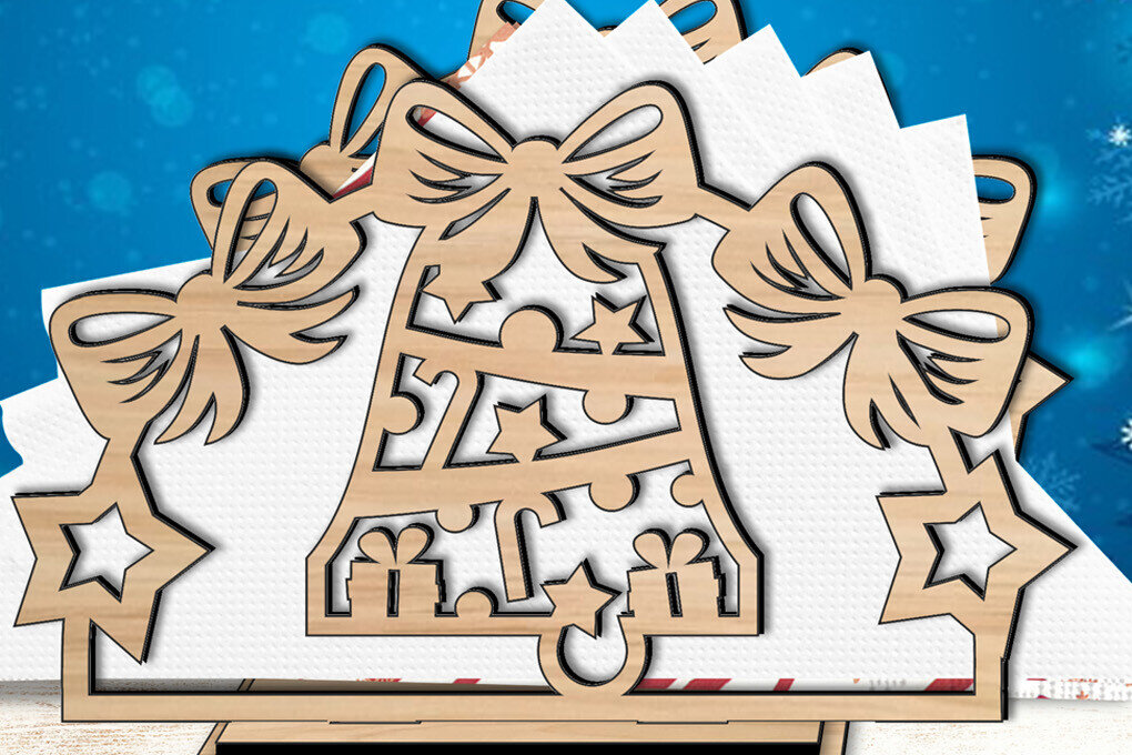 Σετ των 2 Intra απο ξύλο plywood 3mm-4mm πάχος Χριστουγεννιάτικη θήκη χαρτοπετσέτας κορδέλας αστεριού Δίασταση 15x15 cm INTRAFABR-109098353