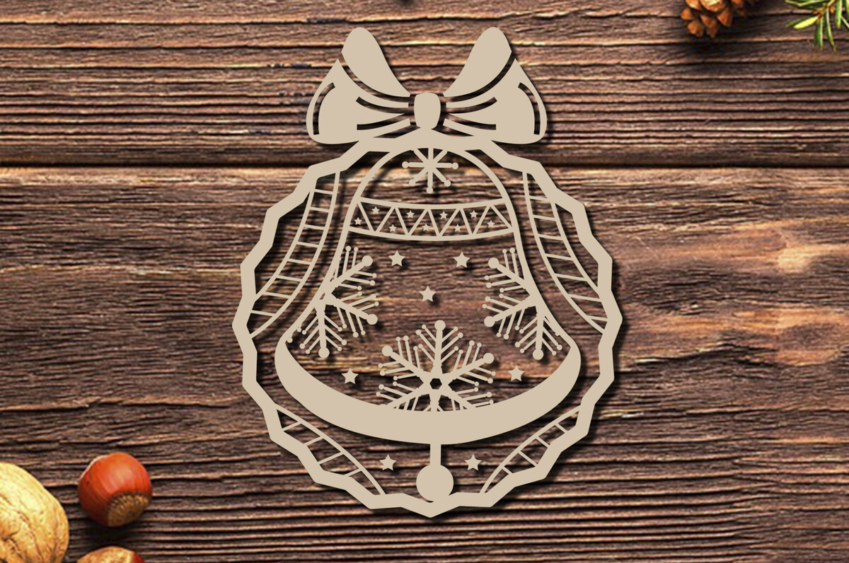 Intra απο ξύλο plywood 3mm-4mm πάχος Χριστουγεννιάτικο Στολίδι με καμπάνες με λέιζερ Δίασταση 20x30 cm INTRAFABR-86463129