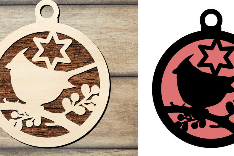 Σετ των 2 Intra απο ξύλο plywood 3mm-4mm πάχος Christmas Bird, Winter Δίασταση 15x15 cm INTRAFABR-83010360