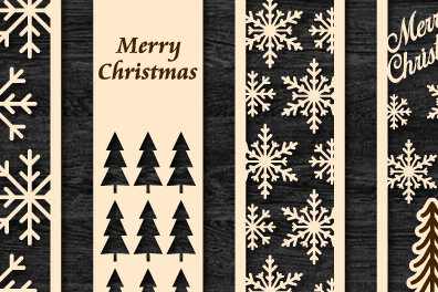 Σετ των 2 Intra απο ξύλο plywood 3mm-4mm πάχος Χριστουγεννιάτικη κοπή σελιδοδείκτη με λέιζερ Δίασταση 15x15 cm INTRAFABR-109628498