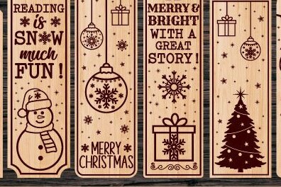 Σετ των 2 Intra απο ξύλο plywood 3mm-4mm πάχος Χριστουγεννιάτικη δέσμη σελιδοδεικτών κοπής με λέιζερ Δίασταση 15x15 cm INTRAFABR-36878530