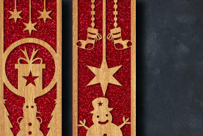 Σετ των 2 Intra απο ξύλο plywood 3mm-4mm πάχος Christmas Bookmark Cut  Δίασταση 15x15 cm INTRAFABR-82751177