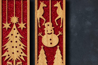 Σετ των 2 Intra απο ξύλο plywood 3mm-4mm πάχος Christmas Bookmark Cut  Δίασταση 15x15 cm INTRAFABR-82751189