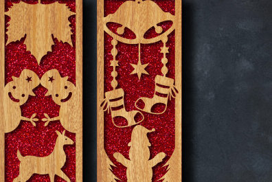 Σετ των 2 Intra απο ξύλο plywood 3mm-4mm πάχος Christmas Bookmark Cut  Δίασταση 15x15 cm INTRAFABR-82751197