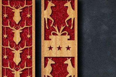 Σετ των 2 Intra απο ξύλο plywood 3mm-4mm πάχος Christmas Bookmark Cut  Δίασταση 15x15 cm INTRAFABR-82751202