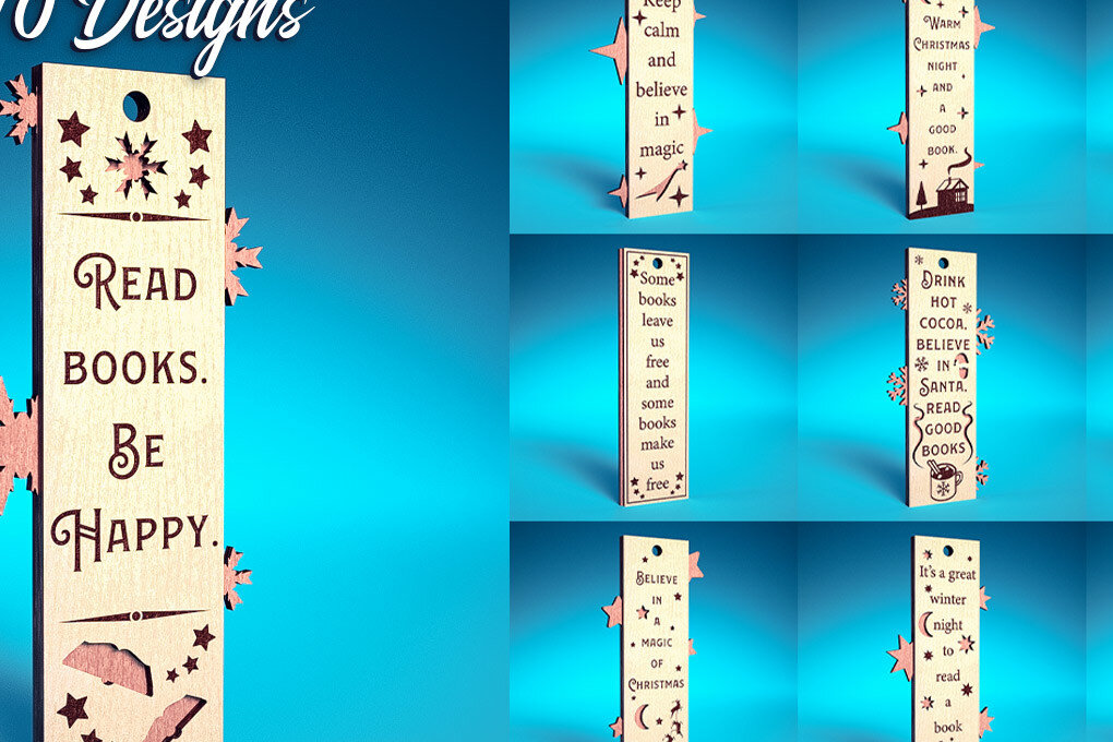 Σετ των 2 Intra απο ξύλο plywood 3mm-4mm πάχος Χριστουγεννιάτικο σελιδοδείκτη | Βιβλίο Δίασταση 15x15 cm INTRAFABR-71697728