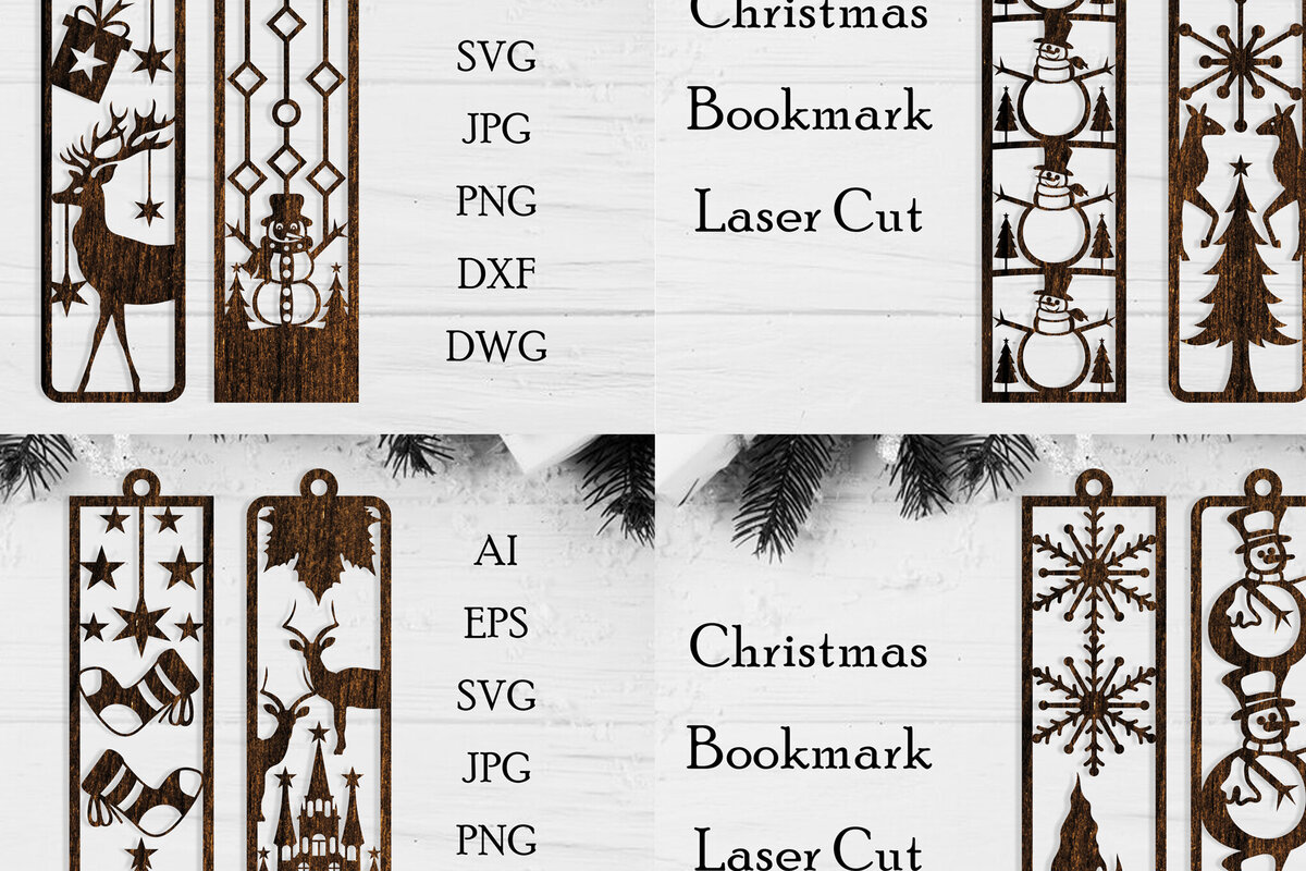 Σετ των 2 Intra απο ξύλο plywood 3mm-4mm πάχος Χριστουγεννιάτικη δέσμη σελιδοδεικτών Δίασταση 15x15 cm INTRAFABR-107170083