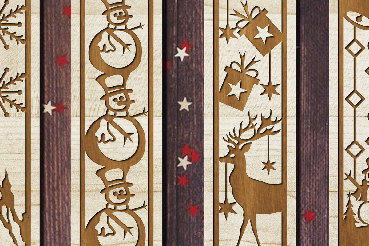 Σετ των 2 Intra απο ξύλο plywood 3mm-4mm πάχος Χριστουγεννιάτικη δέσμη σελιδοδεικτών Δίασταση 15x15 cm INTRAFABR-107173647