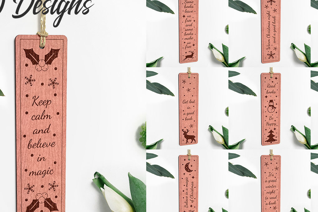 Σετ των 2 Intra απο ξύλο plywood 3mm-4mm πάχος Χριστουγεννιάτικο σελιδοδείκτη | Χριστούγεννα Δίασταση 15x15 cm INTRAFABR-72483956