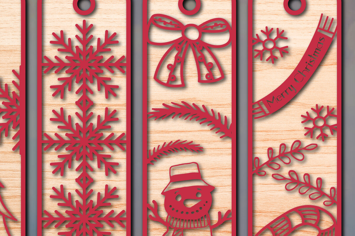 Σετ των 2 Intra απο ξύλο plywood 3mm-4mm πάχος Χριστουγεννιάτικο σελιδοδείκτη Cut File Δίασταση 25x25 cm INTRAFABR-51807516