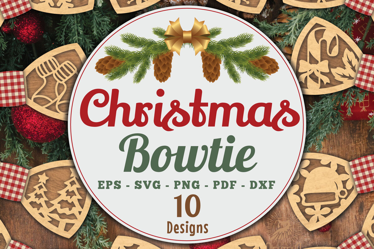 Σετ των 2 Intra απο ξύλο plywood 3mm-4mm πάχος Χριστουγεννιάτικο παπιγιόν Δίασταση 15x15 cm INTRAFABR-112075672