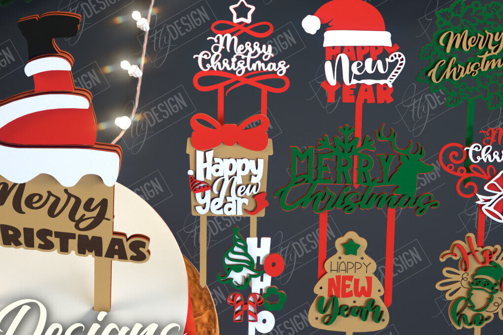 Σετ των 2 Intra απο ξύλο plywood 3mm-4mm πάχος χριστουγεννιάτικου κέικ | Διακοπές Δίασταση 15x15 cm INTRAFABR-111361740